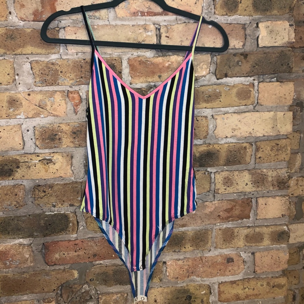 Striped neon colors bodysuit